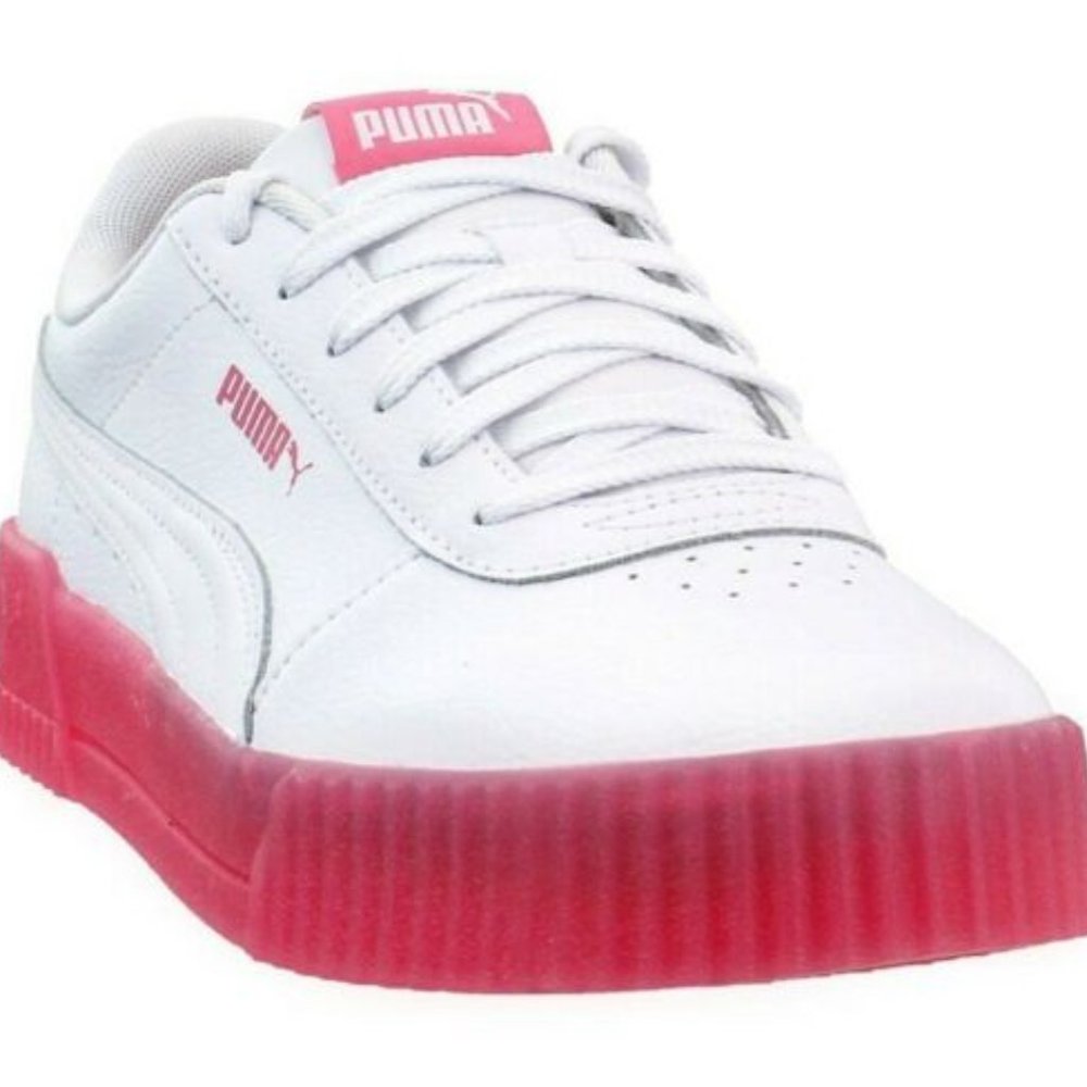Puma Carina Chrystal Platform Women's Sneakers Shoes Casual, White/Pink Size 9.5